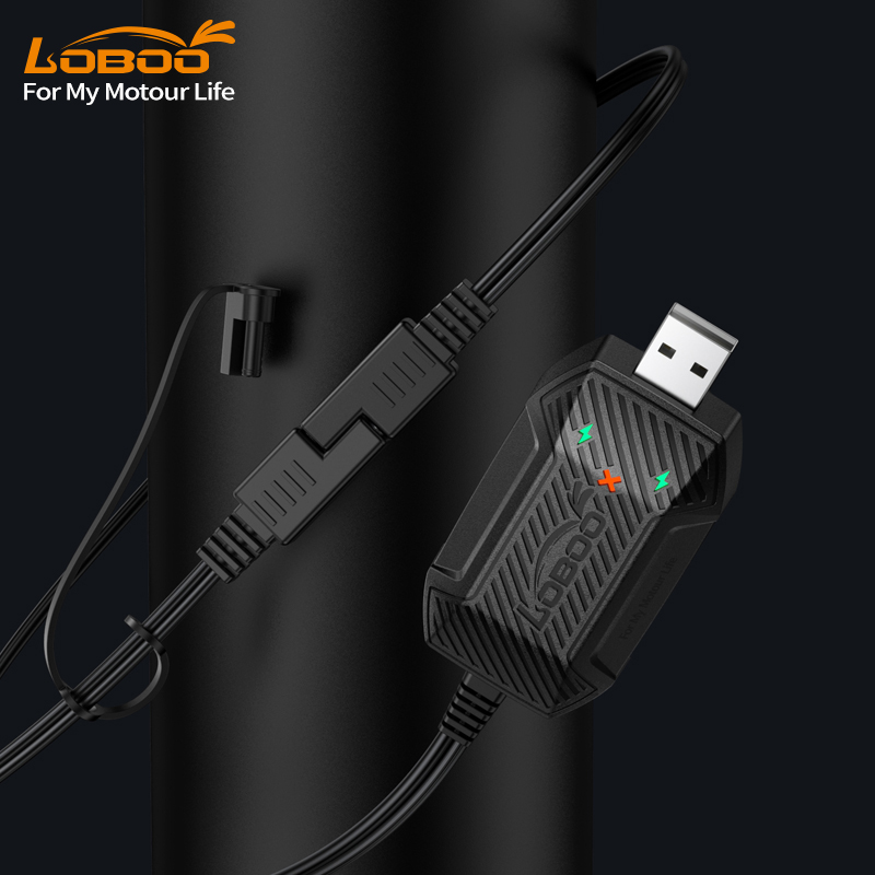 LOBOO萝卜摩托车12v电池电瓶充电器USB便携智能快充蓄电池通用型