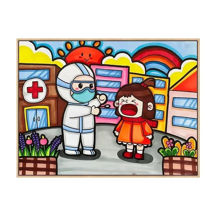 抗疫疫情逆行者diy数字油画中国抗疫英雄手绘涂色减压丙烯油彩画