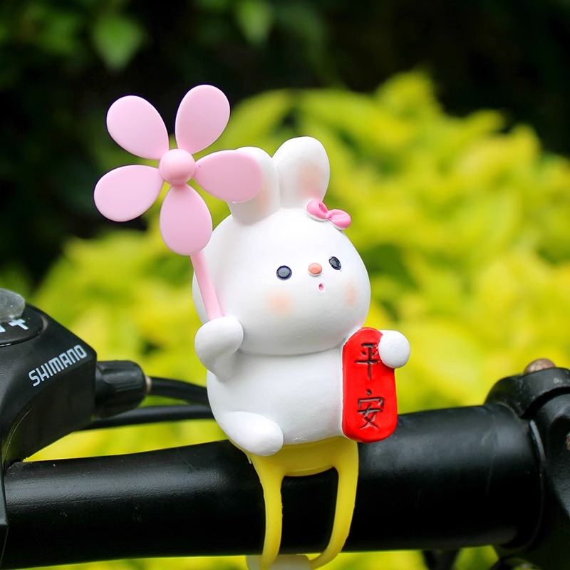 可爱小兔子风车竹蜻蜓电瓶自行车电动摩托车装饰品小配件玩偶公仔