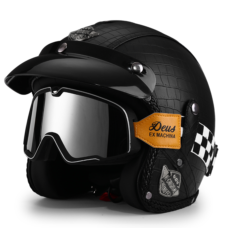 3C认证复古巡航半盔女夏季电动四分之三男骑行摩托车头盔十大品牌