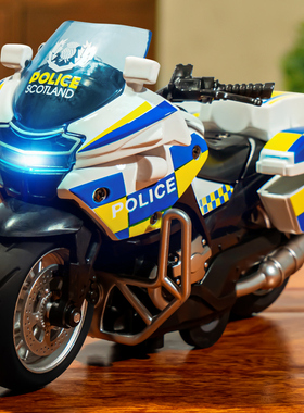 仿真摩托车玩具车模型回力警察车合金赛车儿童玩具小车男孩2-3岁