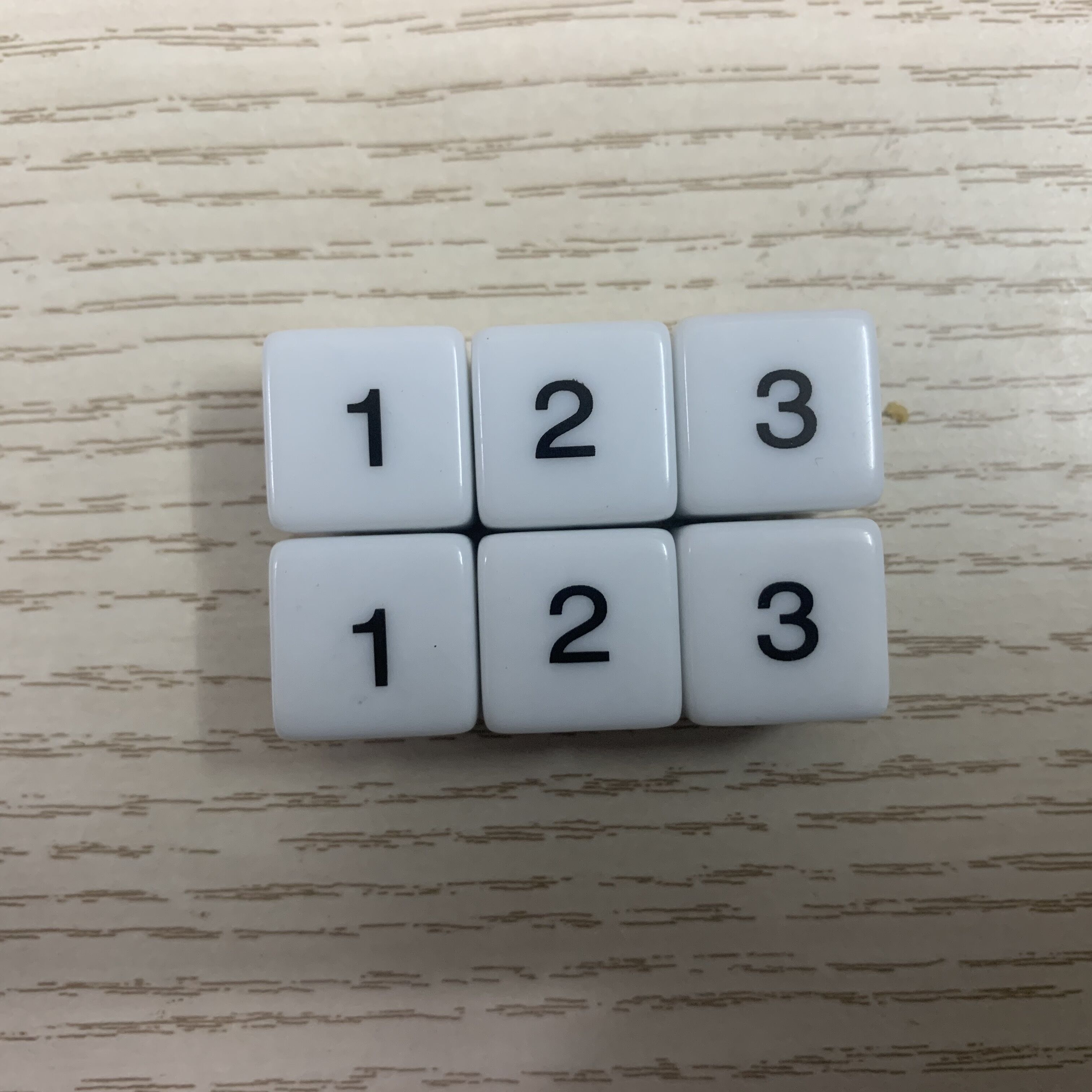16MM方角三国杀骰子123123（1，2，3各两面）可当三面骰子3面色子