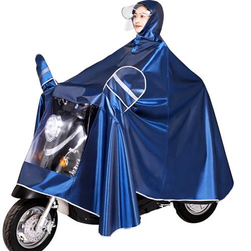 KF15电动摩托车雨衣长款头盔面罩单人男女加大加厚电瓶自行车时尚