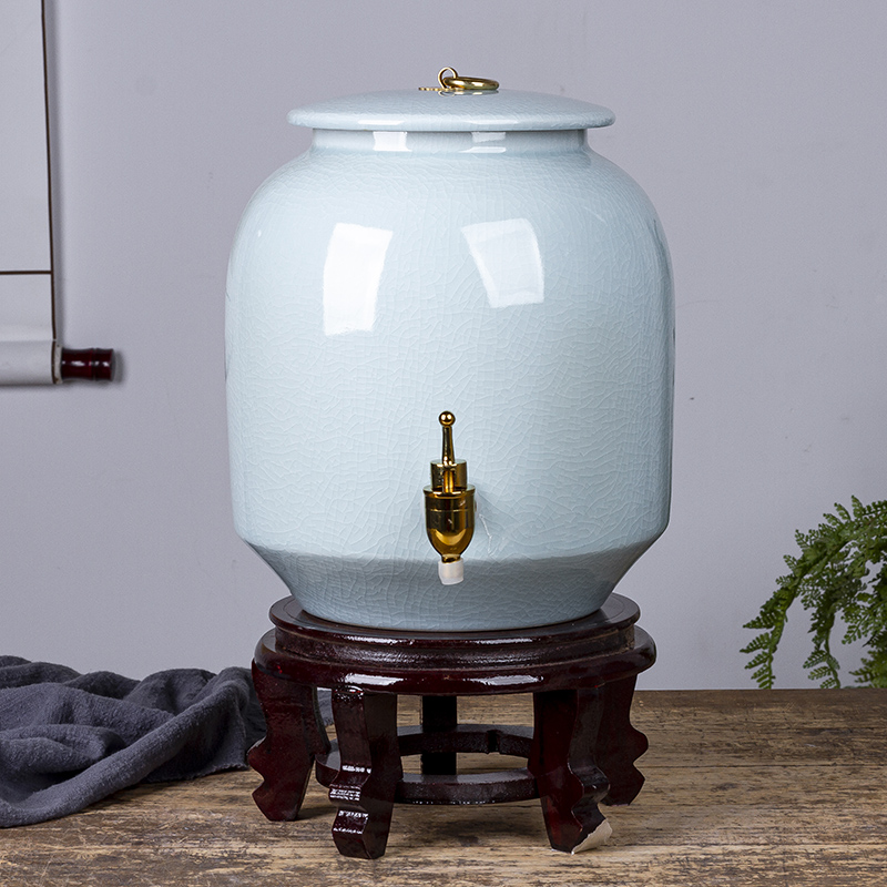 景德镇陶瓷水缸10斤15斤20斤家用纯净水水桶泡茶储水罐冷水壶带盖