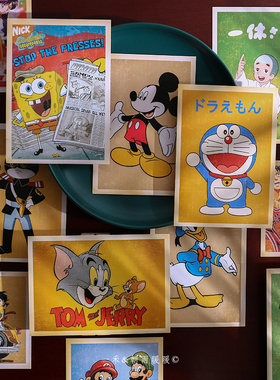 一禾 蜡笔小新明信片日式可爱卡通动漫人物复古怀旧墙壁装饰卡片