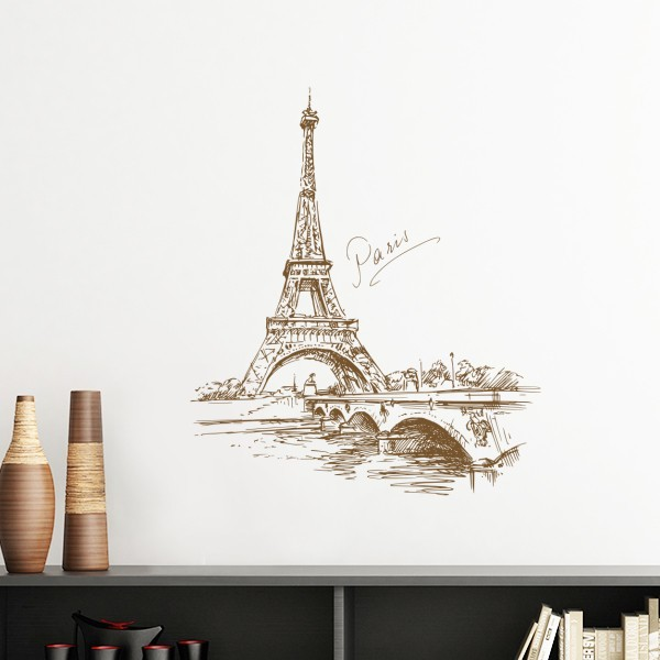 埃菲尔铁塔法国巴黎地标建筑墙贴壁纸房间贴花