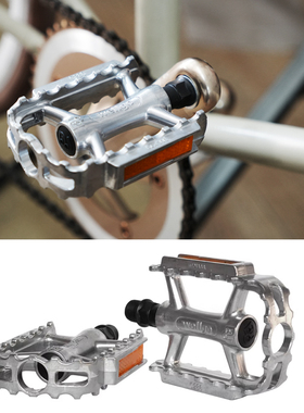 台湾维格wellgo复古钢管车老式自行车一体铝合金止滑脚踏板DU轴承