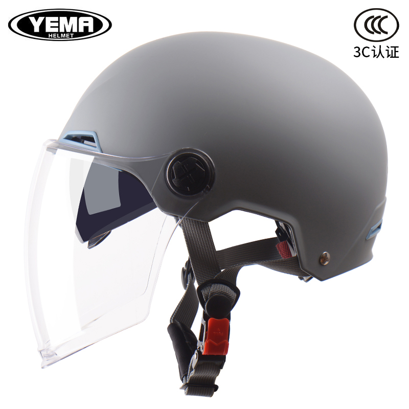 野马3C认证电动摩托车头盔男女半盔夏季防晒防紫外线双镜片安全帽