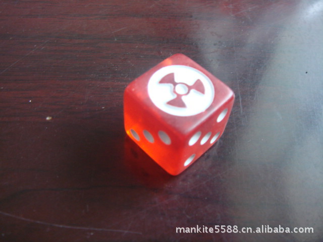 19MM核辐射标志核危险写轮眼透明红LOGO核标志19号风扇骰子赔本价
