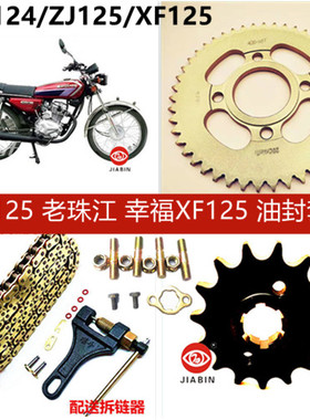 适用CG125珠江ZJ125幸福XF125摩托车大小齿链盘加厚链条油封套链
