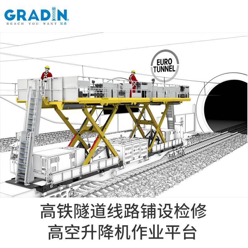 高铁隧道线路铺设检修大型高空作业平台升降机车载式剪叉升降台