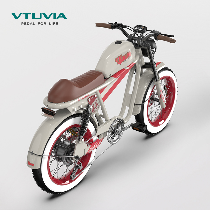 VTUVIA TIGER复古机车电动自行车锂电池长续航摩托车新国标可上牌