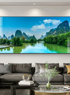 新款桂林山水风景画现代简约客厅沙发背景墙装饰挂画卧室床头晶瓷