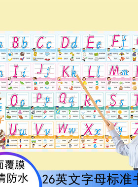 26个英文字母发音表注音笔顺表48个英语音标规范书写无声挂图墙贴