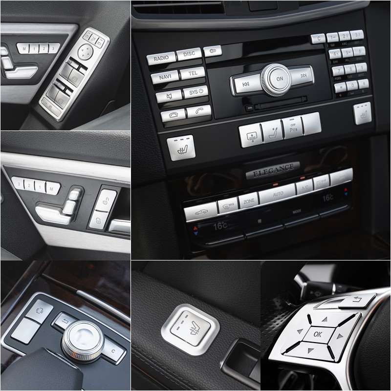 奔驰E级W212 E200 E260 E300改装中控CD按键贴升窗座椅方向盘内饰