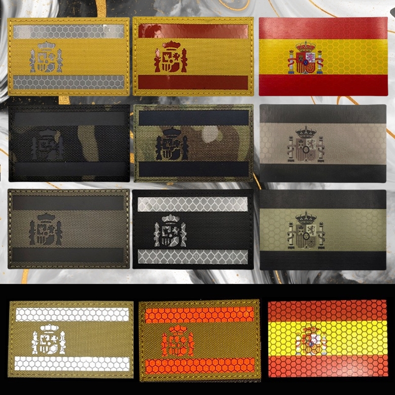 Spain西班牙国旗反光魔术贴徽章旗帜臂章 惩罚者士气章户外背包贴