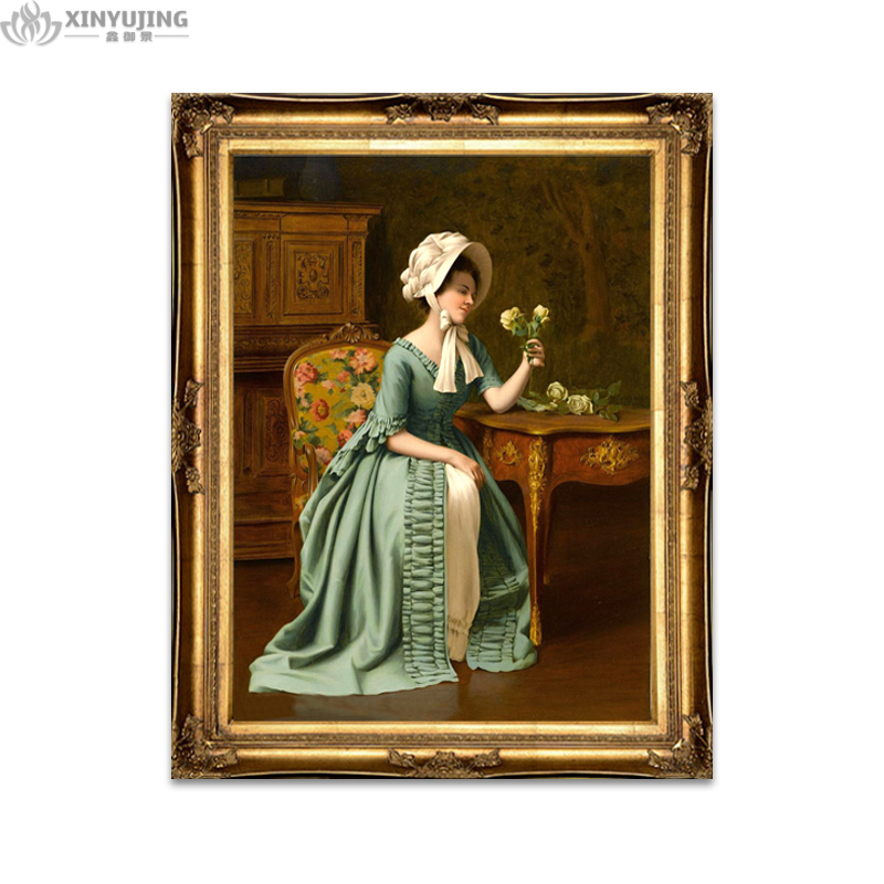 手绘单幅欧式古典人物油画客厅玄关卧室挂画装饰画纯手工贵妇人