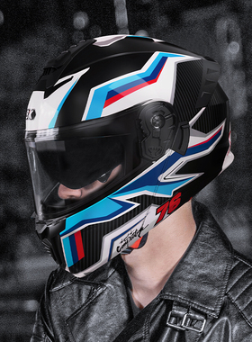 新国标3C认证BK摩托车头盔男女士机车揭面盔双镜全覆式带蓝牙耳机