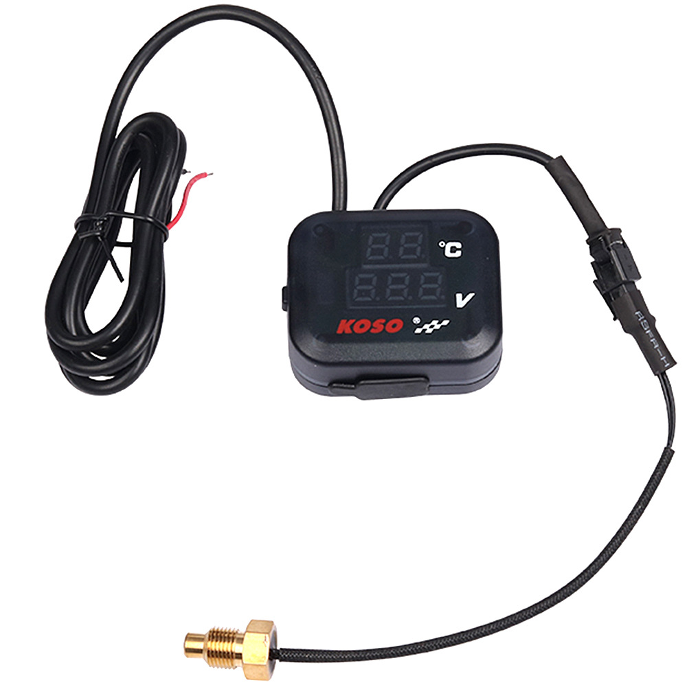 适用摩托车通用仪表多功能新款KOSO水温表电压表USB充电三合一