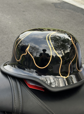 新国标3C认证复古摩托车头盔瓢盔德式太子帽大兵盔机车巡航半盔