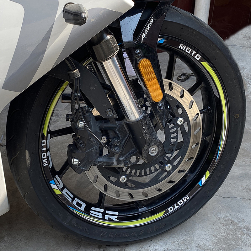 摩托车改装轮胎17寸适用于春风250SR轮毂反光字母贴个性轮圈防水