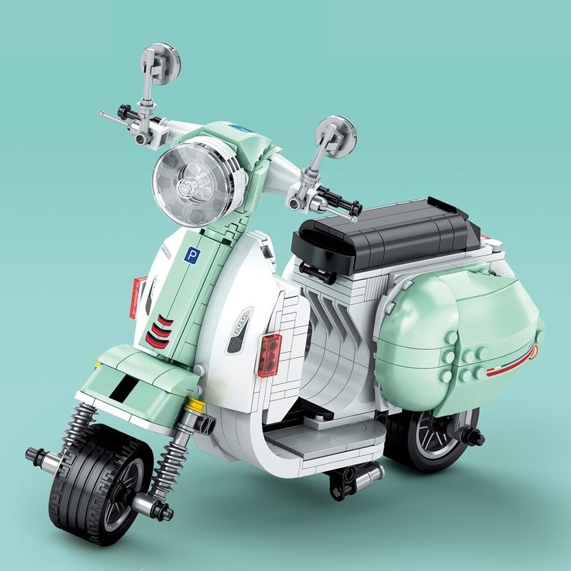 中国积木摩托车踏板小绵羊婚车汉堡车拼装益智玩具生日礼物男女孩