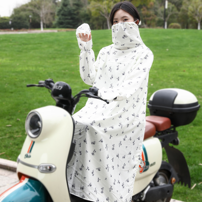 夏季摩托车开电动车长款棉防晒衣小个子防晒服修身女加厚薄款全包