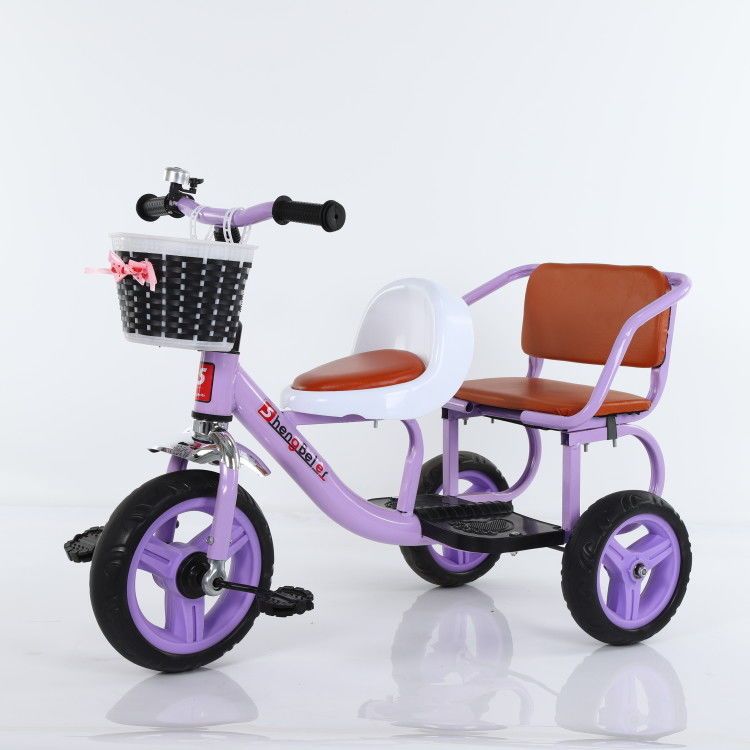 双人儿童三轮车双胞胎小孩车宝宝推车可坐男女小孩双座脚踏车