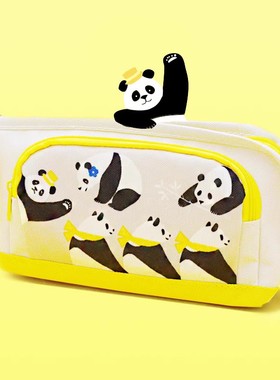 日本KOKUYO国誉小熊猫笔袋卡通可爱大容量儿童幼儿园小学生文具盒