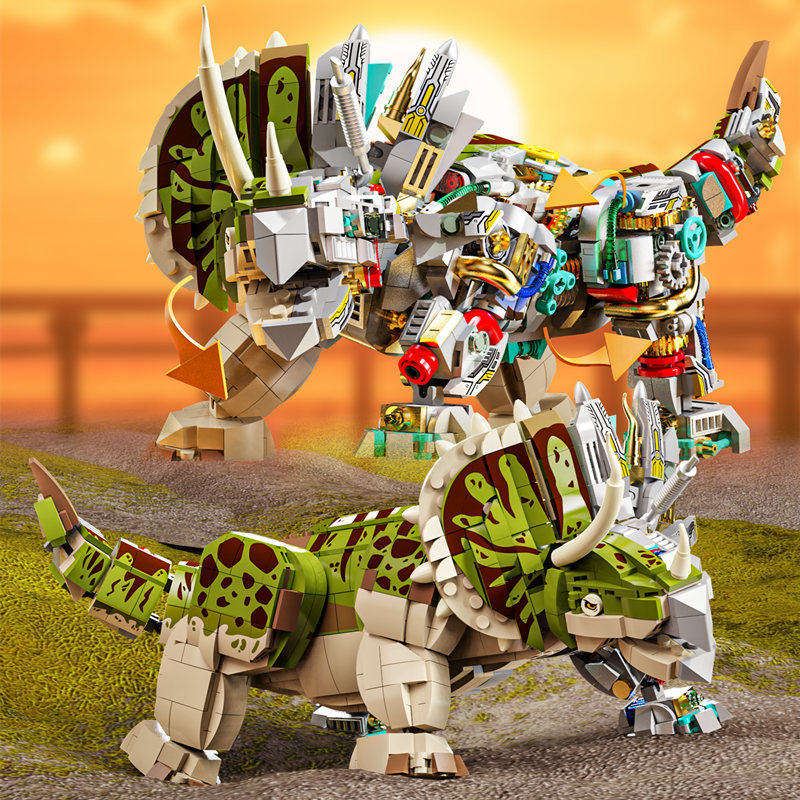 三角龙恐龙世界拼装积木机械霸王暴龙侏罗纪哥斯拉儿童玩具男孩子