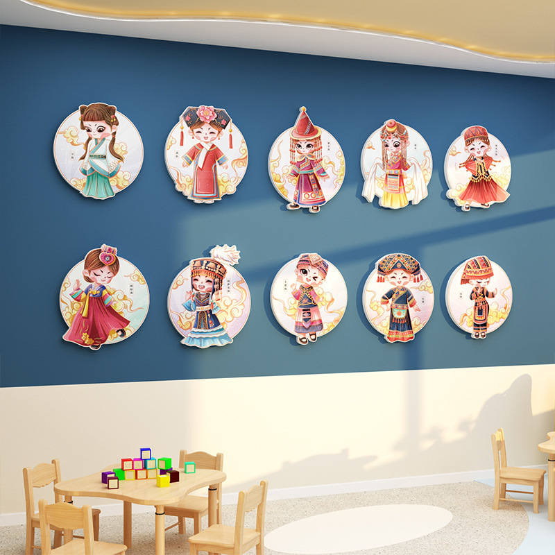 WBZ756个民族板报环创主题墙成品幼儿园墙面装饰楼梯民族团结文化