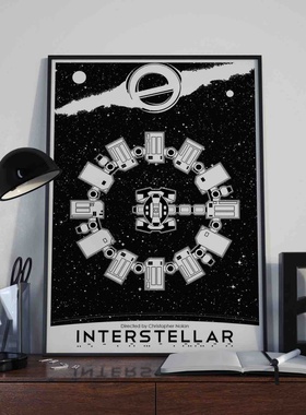 星际穿越黑白系/素描 科幻电影 航天飞机耐力图 海报  装饰画