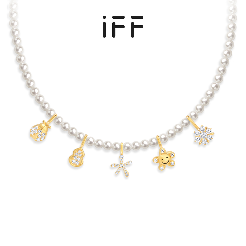 IFF珠宝MINI花园系列天然淡水珍珠项链18K金钻石吊坠baby珠锁骨链