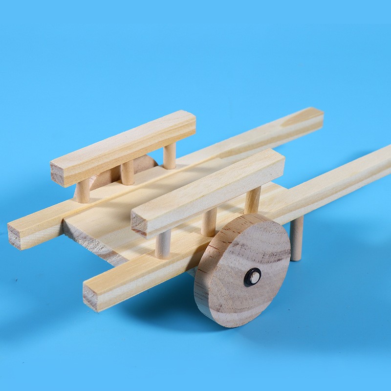 传统老物件制作木制平板车拉车农用工具农村马车模型文创木工玩具