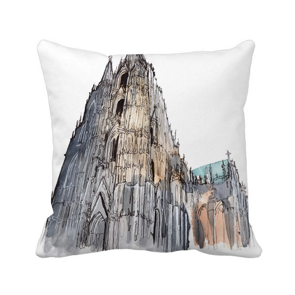 德国科隆主教座堂标志性建筑物方形抱枕靠枕沙发靠垫双面含芯礼物