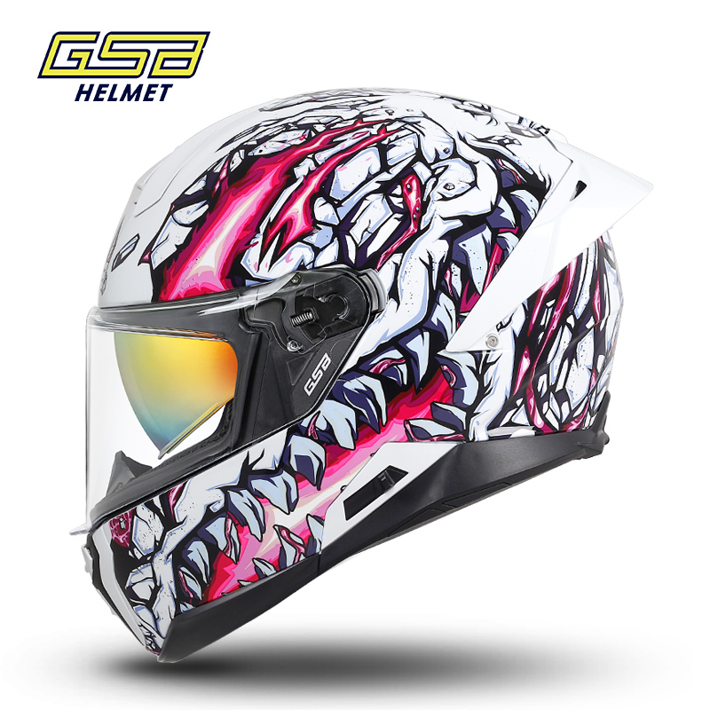 新款GSB碳纤维摩托车头盔男女款机车全碳安全全覆式全盔3C认证双