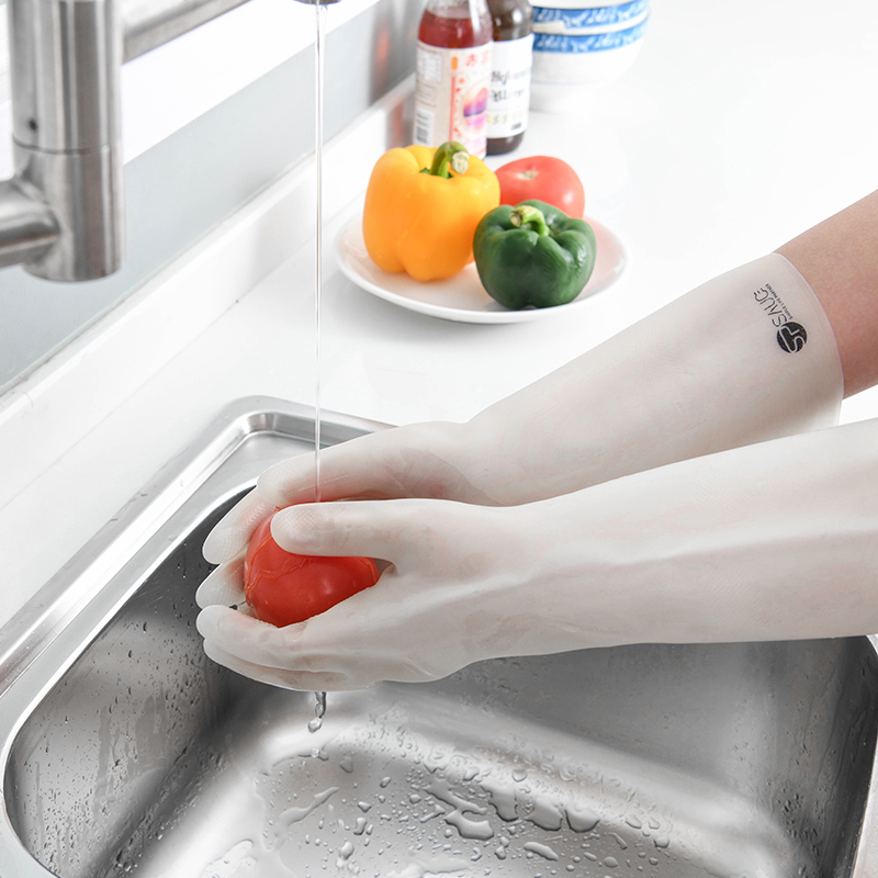 日本洗碗手套女耐用型家用加厚家务防水厨房冬季丁腈橡胶皮洗衣服