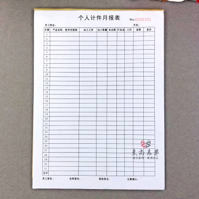 公司工厂工人计件工资核算表个人计件月报表车间员工月产量明细表