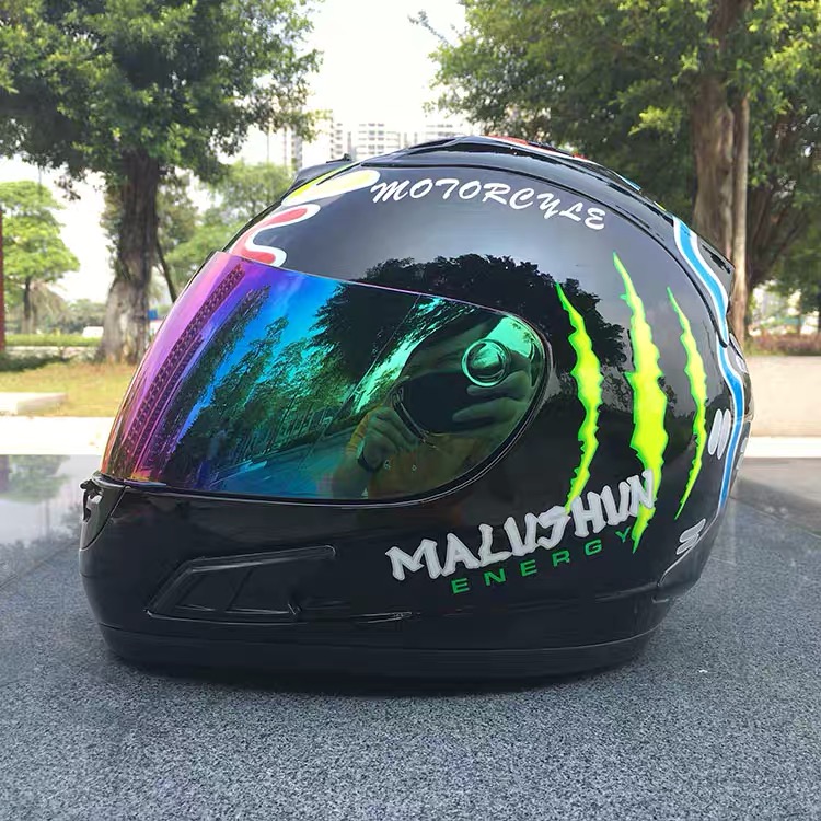 MALUSHUN全盔镜片摩托车头盔马路顺透明黑色镀银色镀彩色镜片