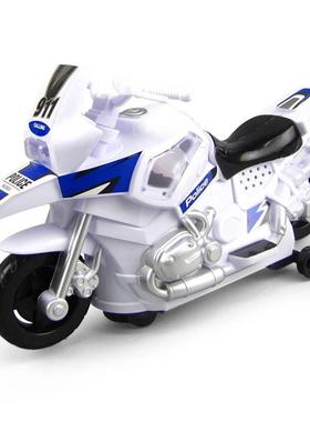 儿童玩具小汽车摩托车小型模型回力仿真摆件警车越野男女孩3-6岁
