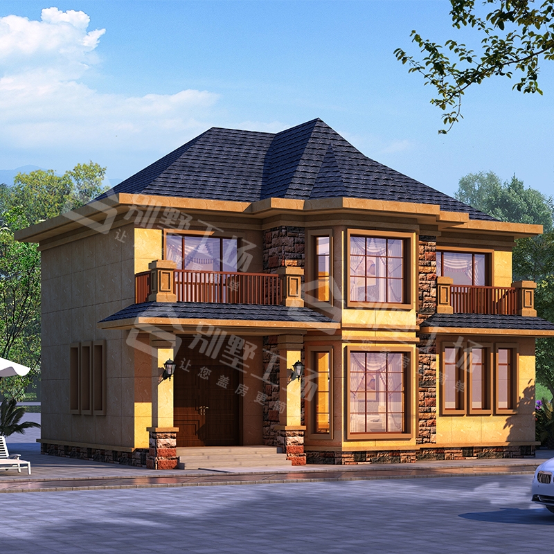 二层小别墅设计图纸欧式全套楼房效果图109平方新农村自建房简单