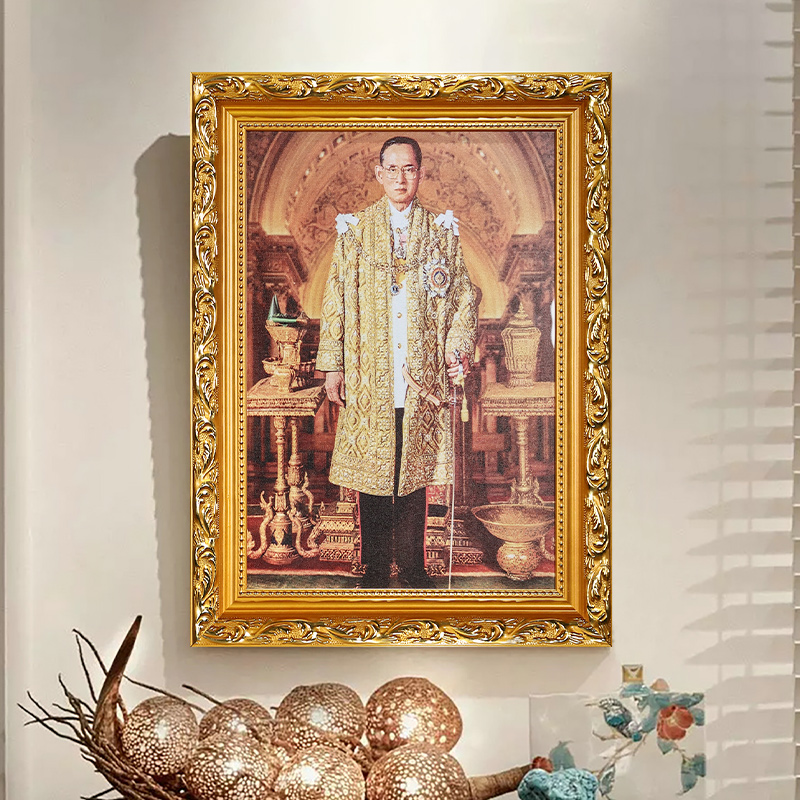 异丽泰国国王装饰画普密蓬画像墙画东南亚挂画泰式风情壁画挂件