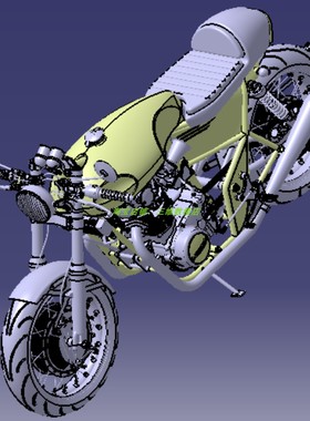 雅马哈摩托车外观造型3D三维几何数模型车轮胎链条传动stp汽油车