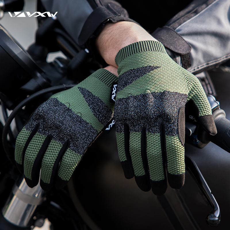 VXW 针织夏季摩托车手套透气舒适四季触屏骑士骑行机车缓震防滑