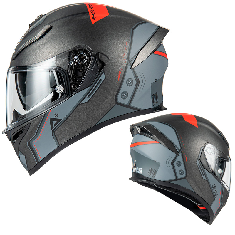 新款Ryzen摩托车头盔3c认证双镜片复古全盔男电动车女四季安全帽R