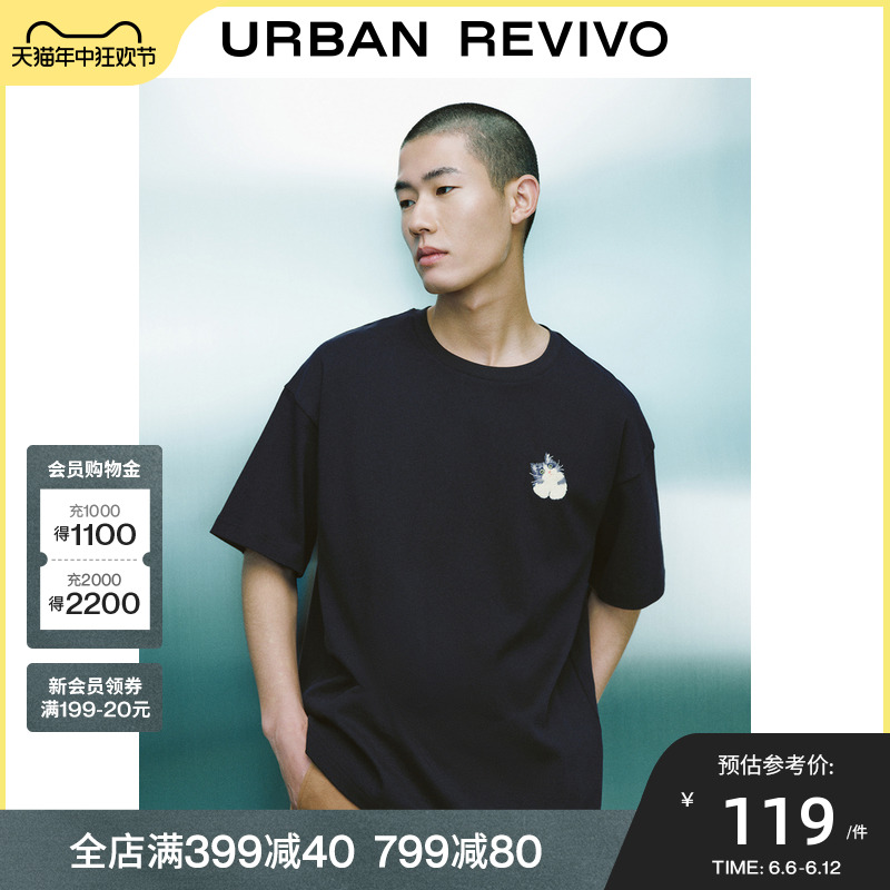 【宠物系列】UR2024夏季新款男装萌宠刺绣圆领短袖T恤UMV440043