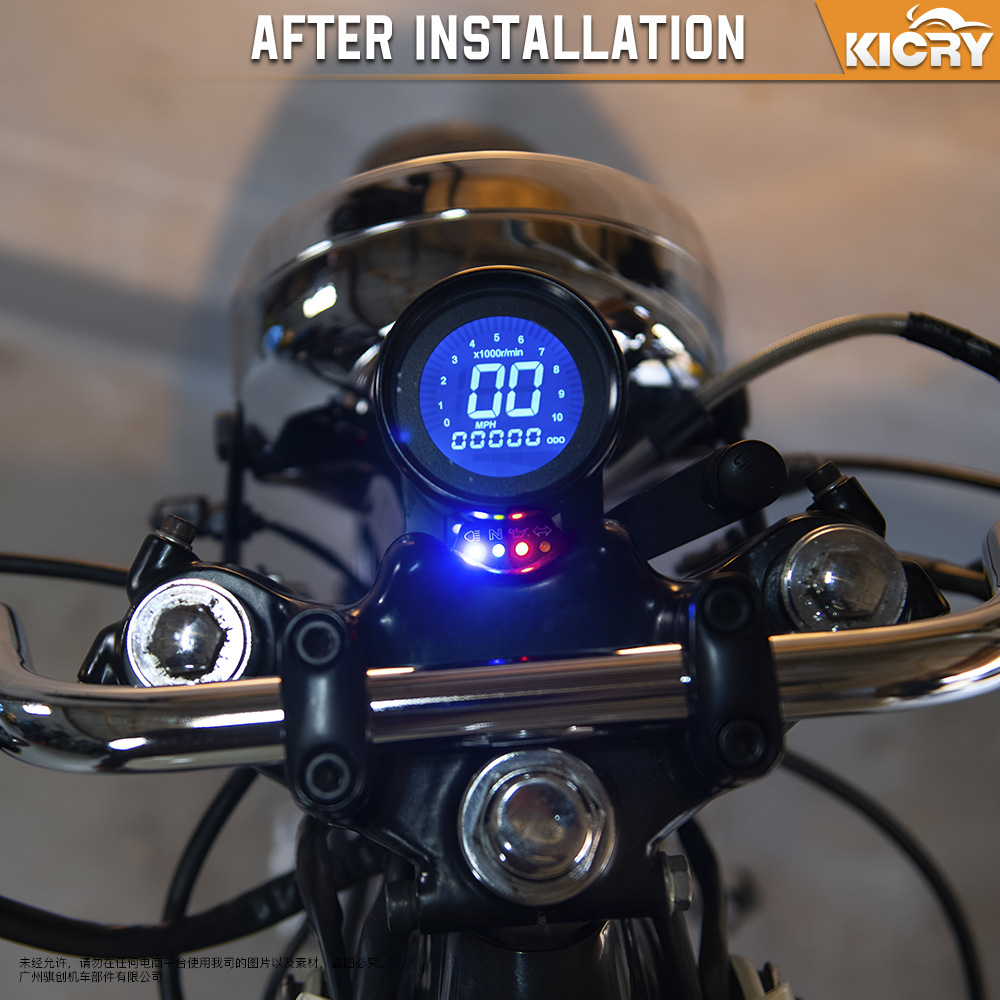 复古摩托车改装配件转速车速油量一体里程仪表LED液晶LCD数字显示