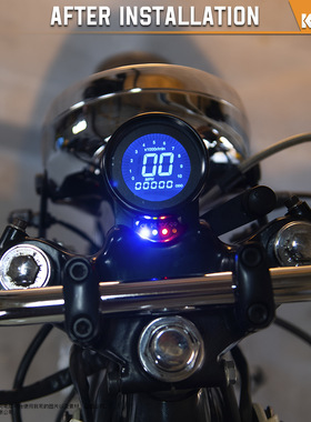 复古摩托车改装配件转速车速油量一体里程仪表LED液晶LCD数字显示