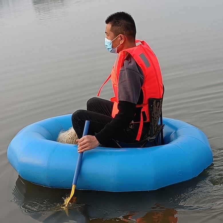 新品加厚充气船便携折叠皮划艇加厚下网船橡皮船单人小船夹网渔船