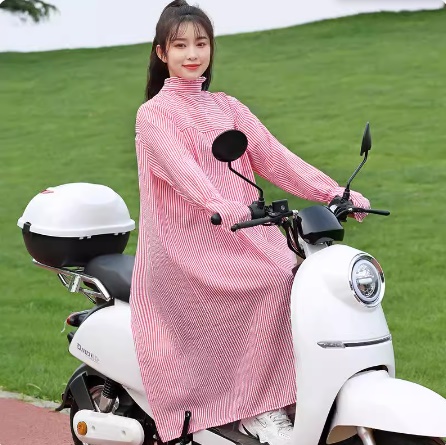骑车防晒衣女夏季防紫外线摩托车遮阳衣披肩全身电动车中长款纯棉